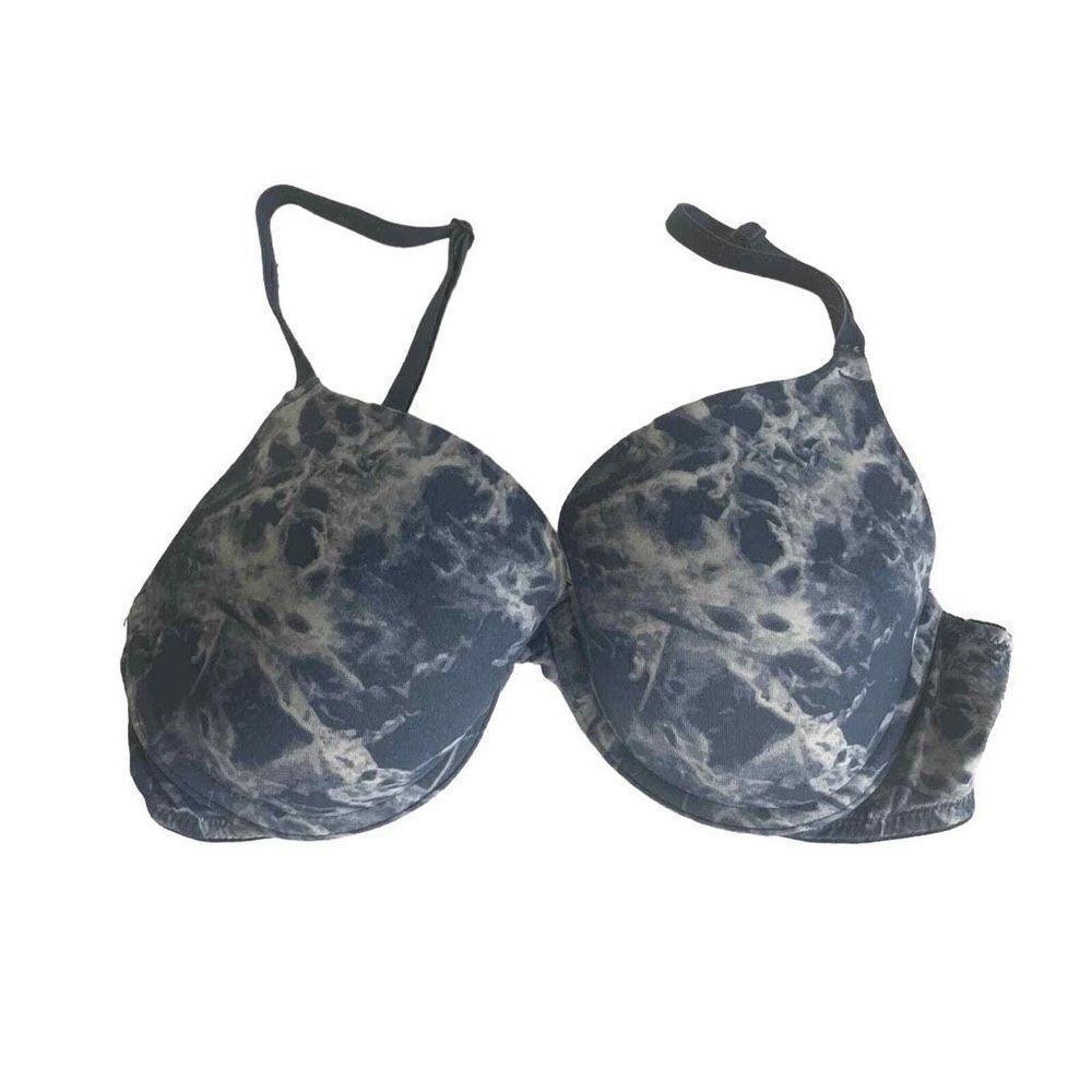 Victoria's Secret Pink Blue Tie Dye Wear Anywhere T-Shirt Bra Size 32C